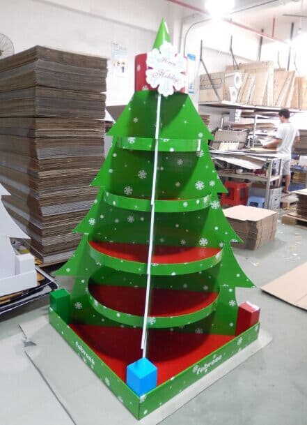 Christmas Tree Cardboard Floor Display stand full color prin